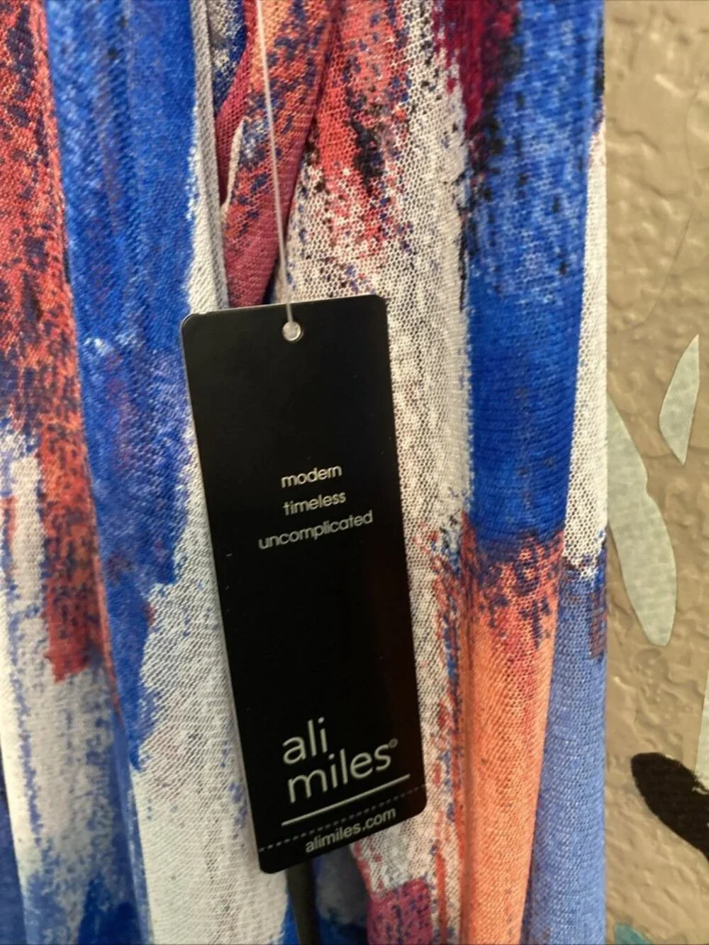 Ali Miles Brushstroke Semi Sheer Cardigan XL  0X Artsy Boho Lightweight - Picture 2 of 8